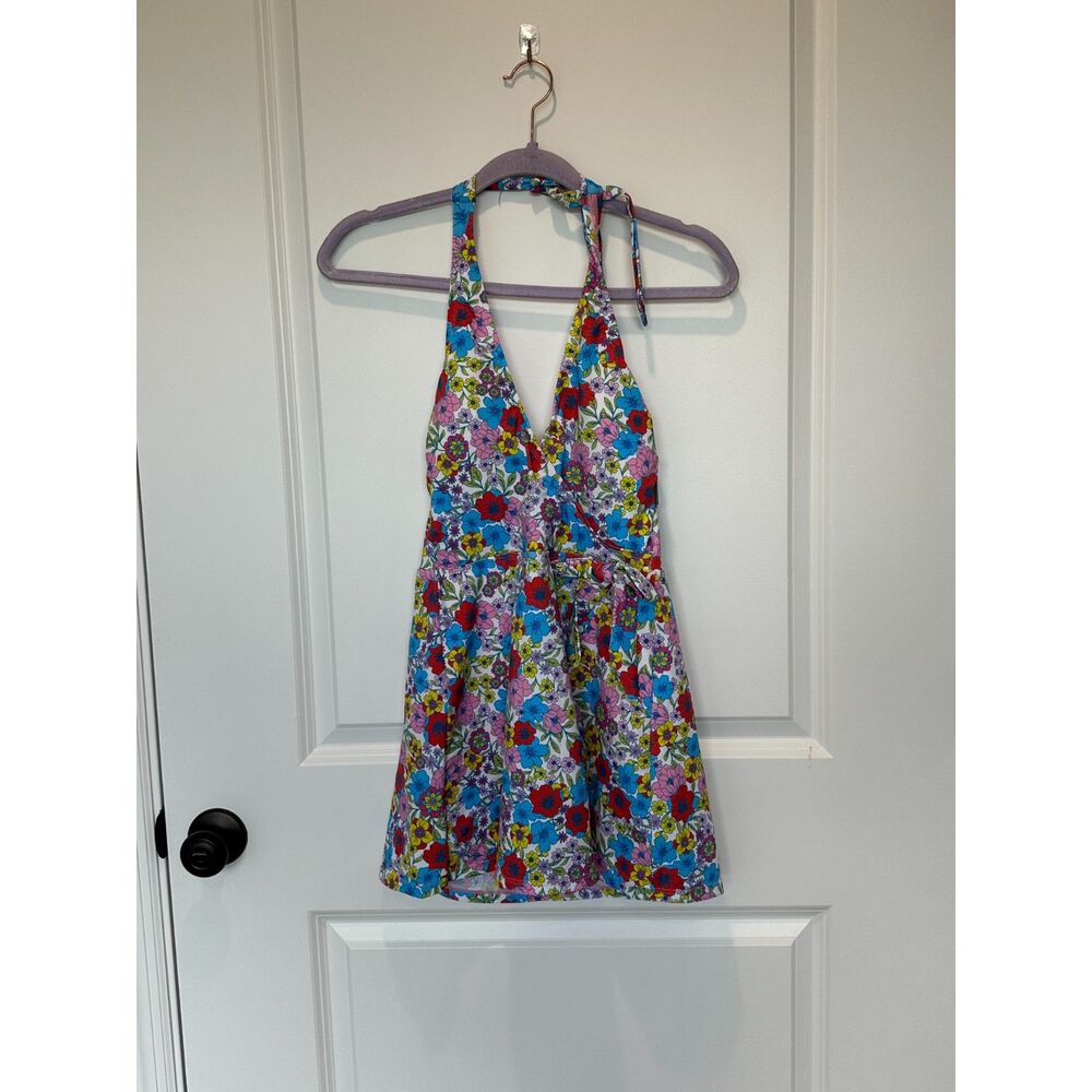 NWT Draper James Floral Halter Faux Wrap Swimdress Size Medium